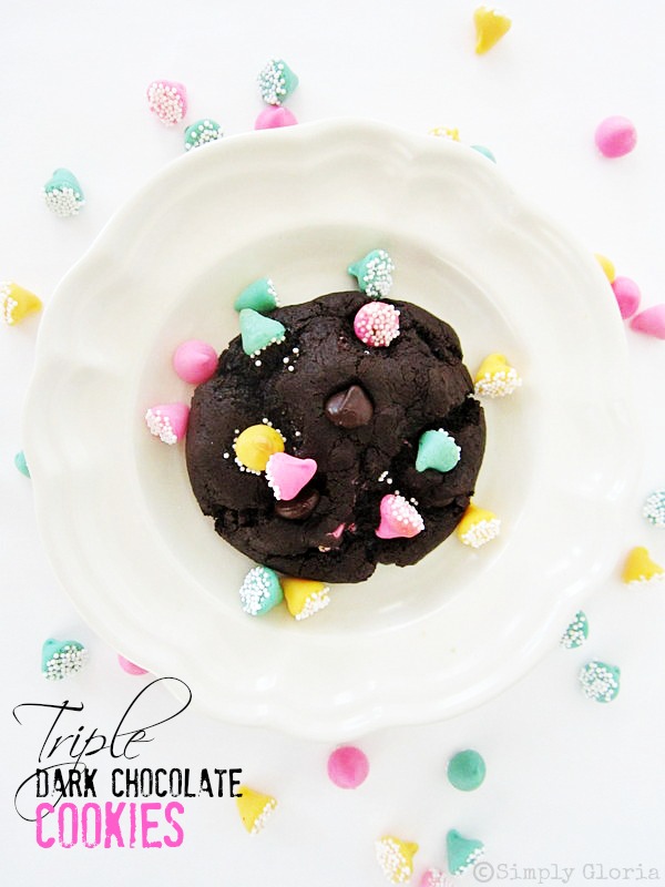 Triple Dark Chocolate Cookies - SimplyGloria.com