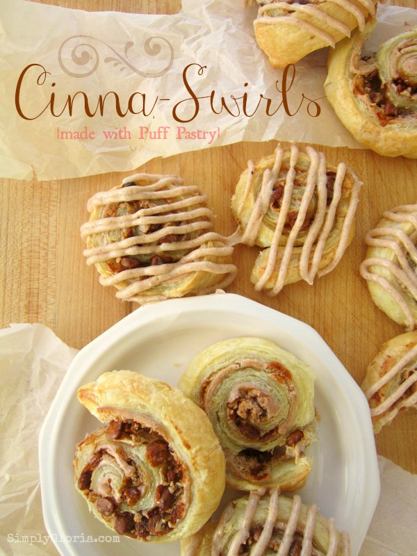 Cinna-Swirls by SimplyGloria.com  {made with Puff Pastry you can find in the freezer section.}