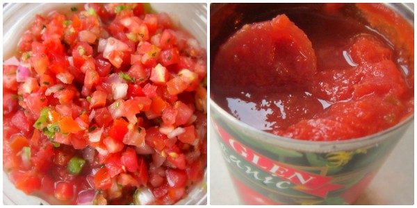 fresh salsa and canned tomatoes