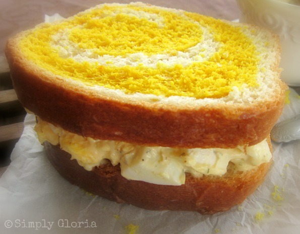 Egg Salad Sandwich with Yellow Brick Road Bread - simplygloria.com