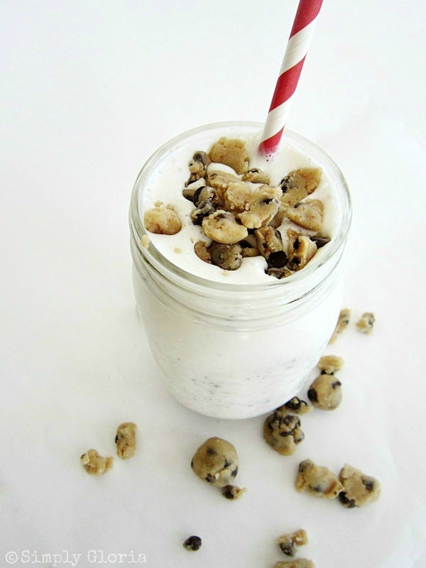 Cookie Dough Vanilla Milk Shake - SimplyGloria.com Made with cookie dough from scratch!