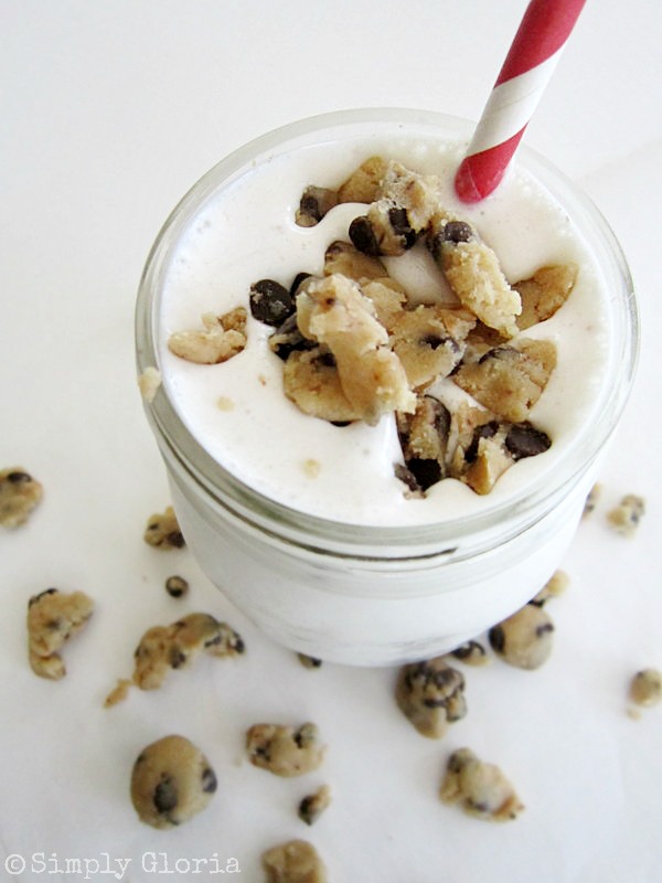 Cookie Dough Vanilla Milk Shake - SimplyGloria.com  Made with homemade cookie dough!