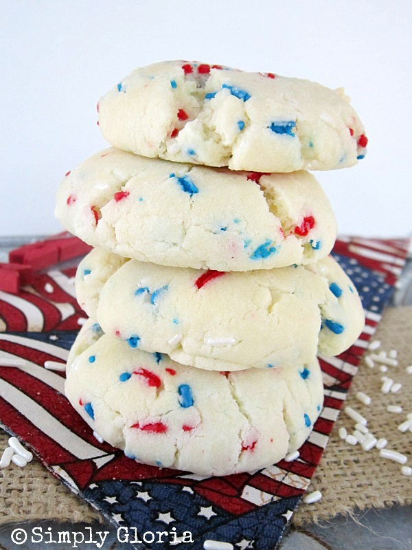 July 4th Sprinkle Cookies - SimplyGloria.com #4thofJuly