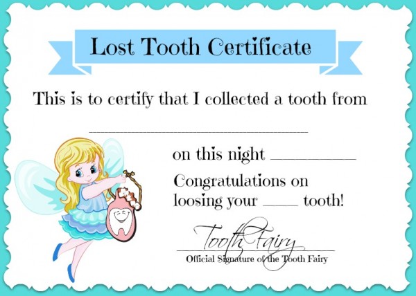 Tooth Fairy Certificate Free Printable! - SimplyGloria.com
