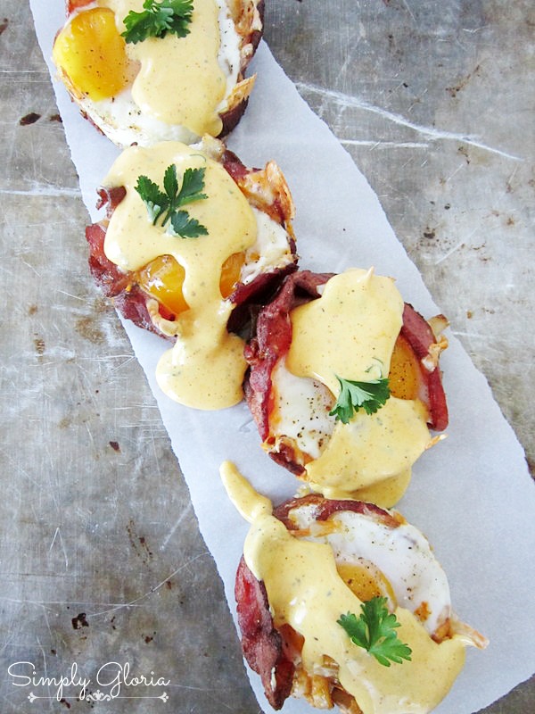 Baked Eggs Napoleon With Hollandaise Sauce by SimplyGloria.com #breakfast