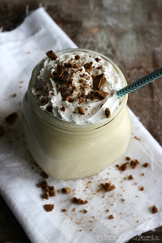Eggnog Milkshake with Ginger Snap Crumbles by SimplyGloria.com #milkshake #eggnog
