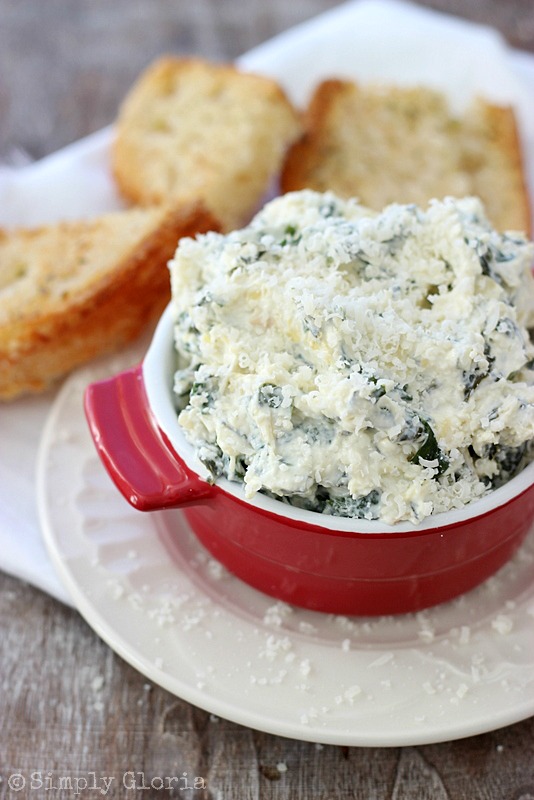 Spinach Artichoke Parmesan Dip - Easy to make and great hot or cold! #dip