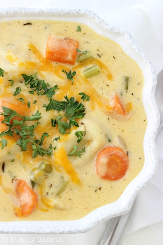 Tortellini Cheddar Cheese Soup from SimplyGloria #soup
