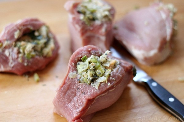 Bacon Wrapped Stuffed Pork Chops from SimplyGloria.com Ingredients10