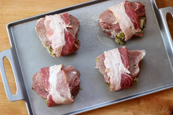 Bacon Wrapped Stuffed Pork Chops from SimplyGloria.com Ingredients12