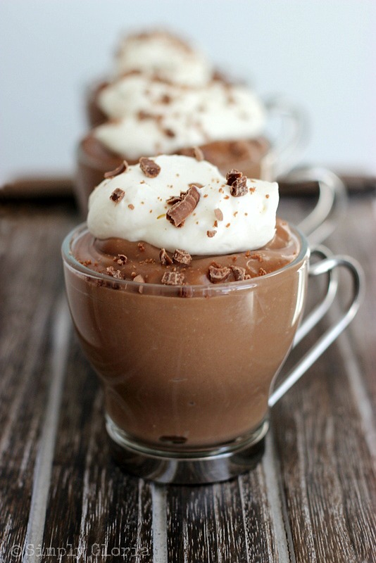Hot Cocoa Pudding with Homemade Whipped Cream Topping from SimplyGloria.com
