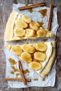 Bananas Foster Cookie Pizza