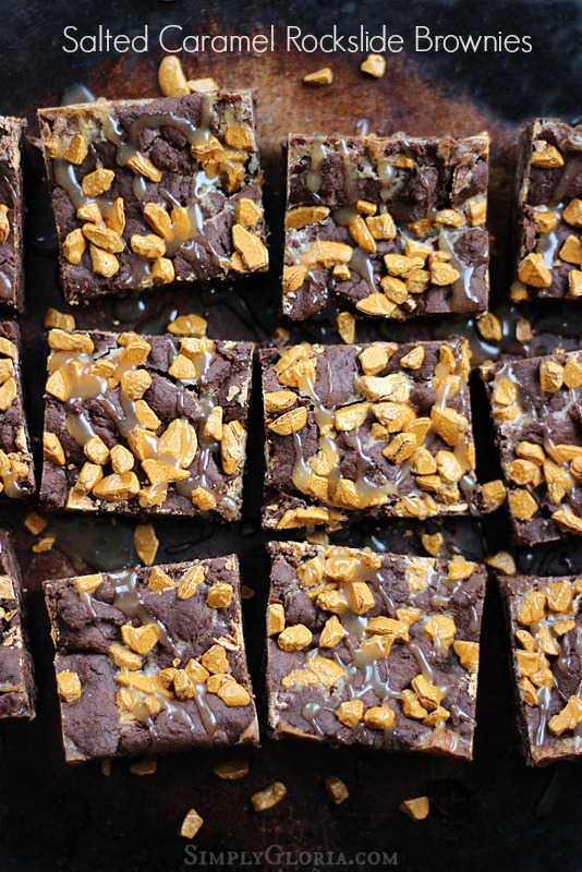 Salted Caramel Rockslide Brownies from SimplyGloria.com #brownies