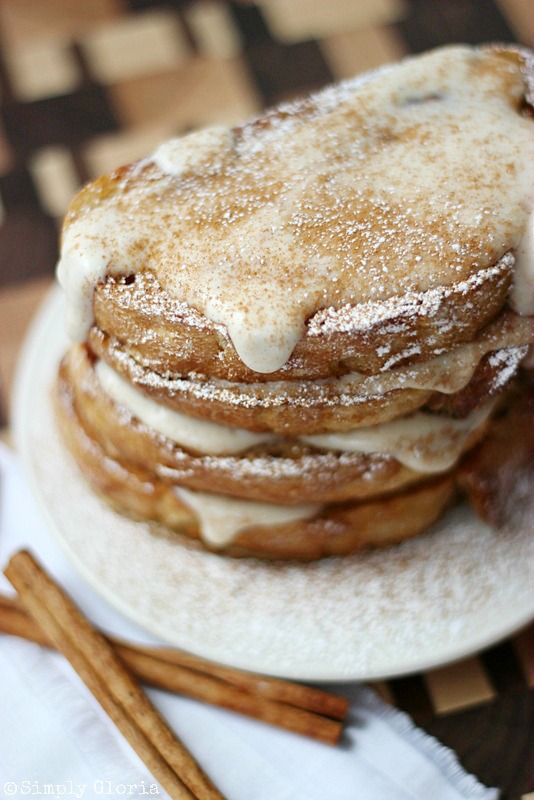 Cinnamon French Toast with Cream Cheese Glaze by SimplyGloria.com