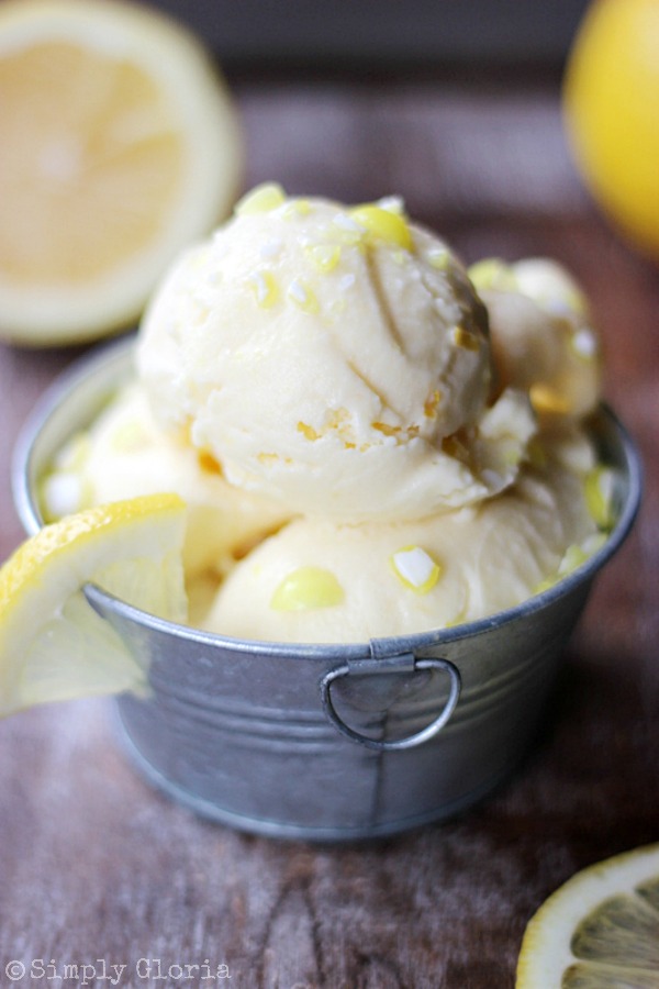 Crushed Lemonheads Lemon Ice Cream with SimplyGloria #Lemonheads #Candy