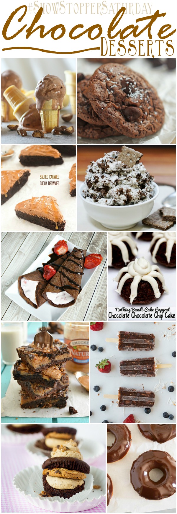 12 Chocolate Desserts to make! SimplyGloria.com #ShowStopperSaturday #chocolate