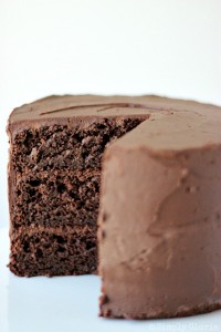 Dark Chocolate Cake with Whipped Ganache Frosting