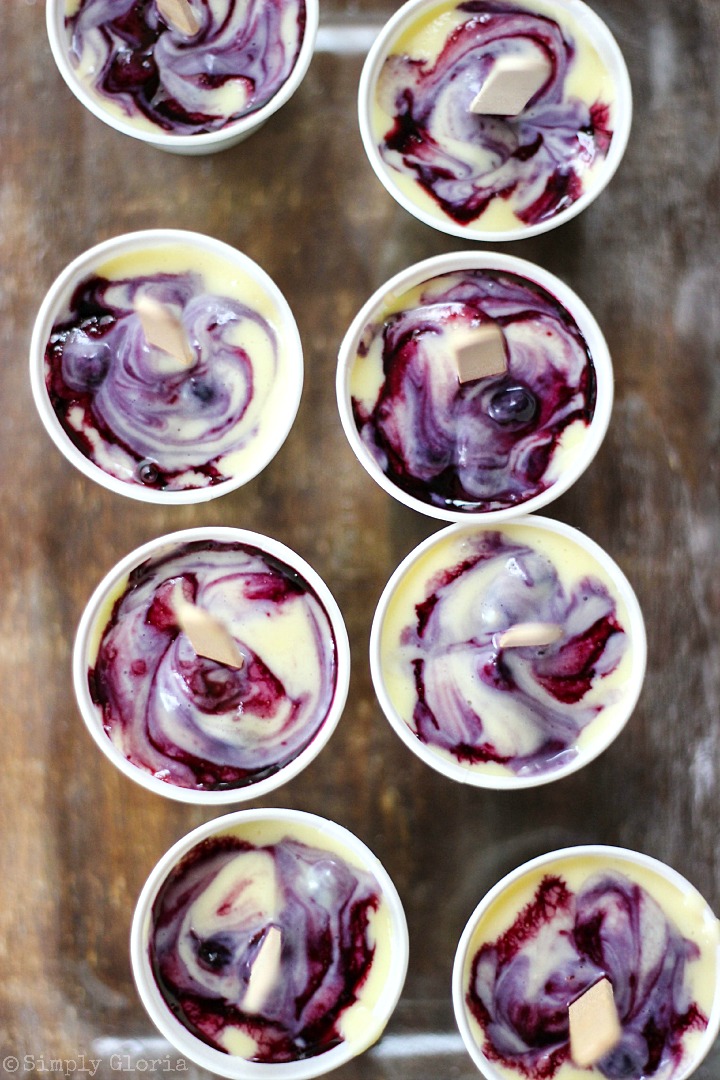 Blueberry Frozen Custard Pops with SimplyGloria.com #custard