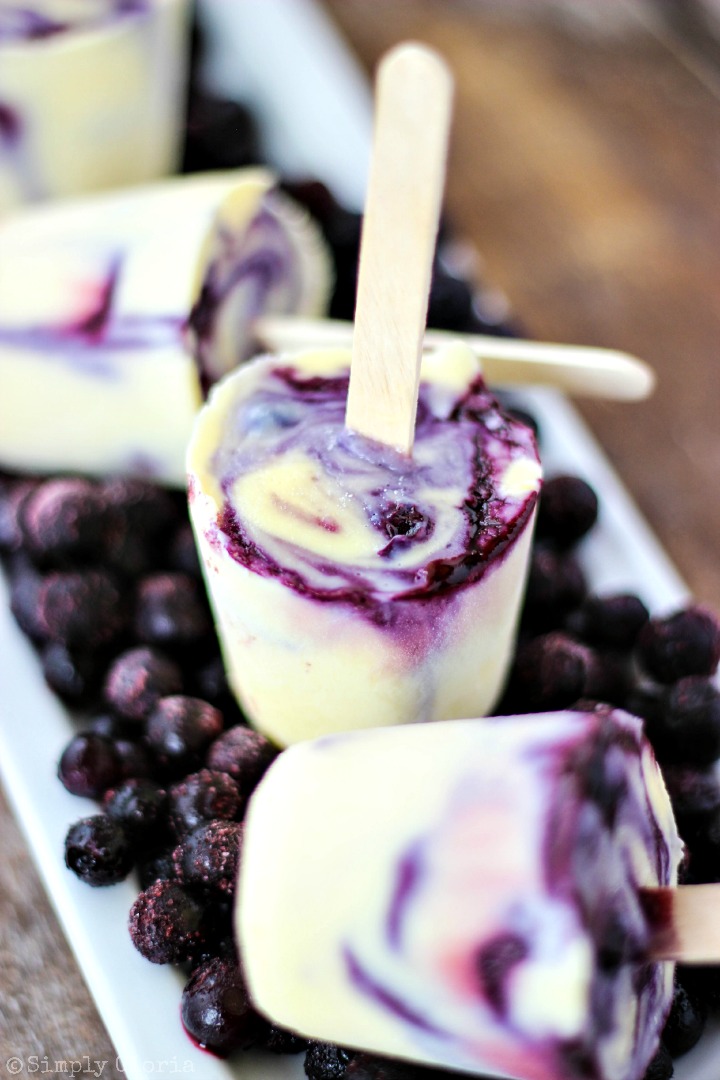 Blueberry Frozen Custard Pops with SimplyGloria.com #frozen