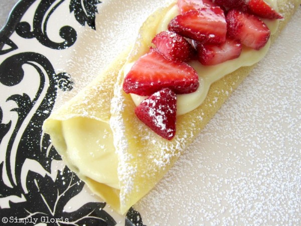 Crepes filled with White Chocolate Custard - SimplyGloria.com