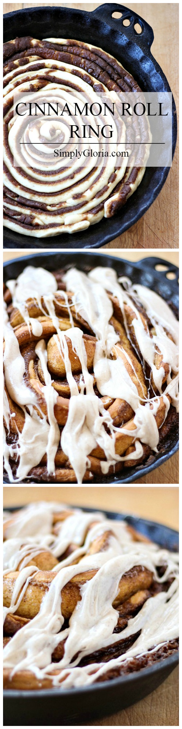 How to make Cinnamon Roll Ring with Cinnamon Cream Cheese Frosting via SimplyGloria.com