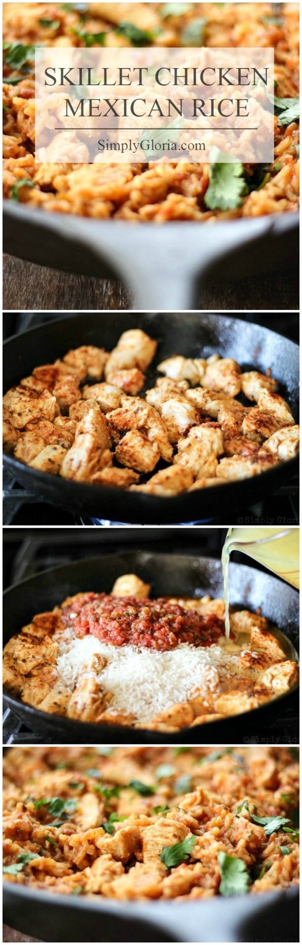Skillet Chicken Mexican Rice with SimplyGloria.com #chicken #dinner