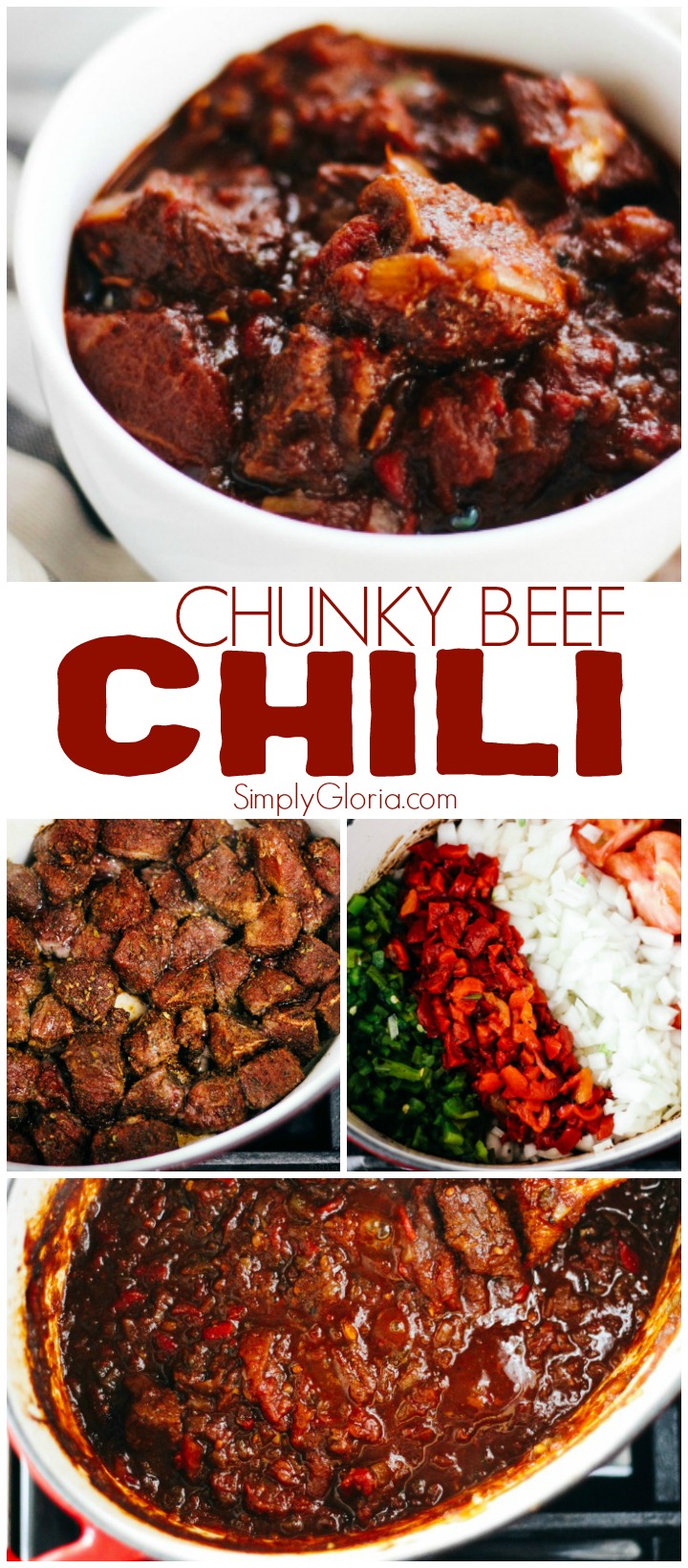 Chunky Beef Chili with fresh vegetables and simmered to perfection! #chili
